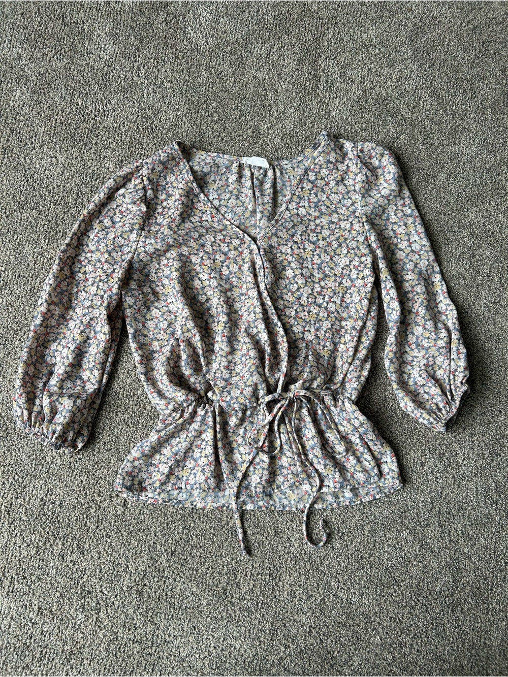Sienna Sky Floral Drawstring Peplum Blouse - Cream, Dusty Blue, Pink, Mustard